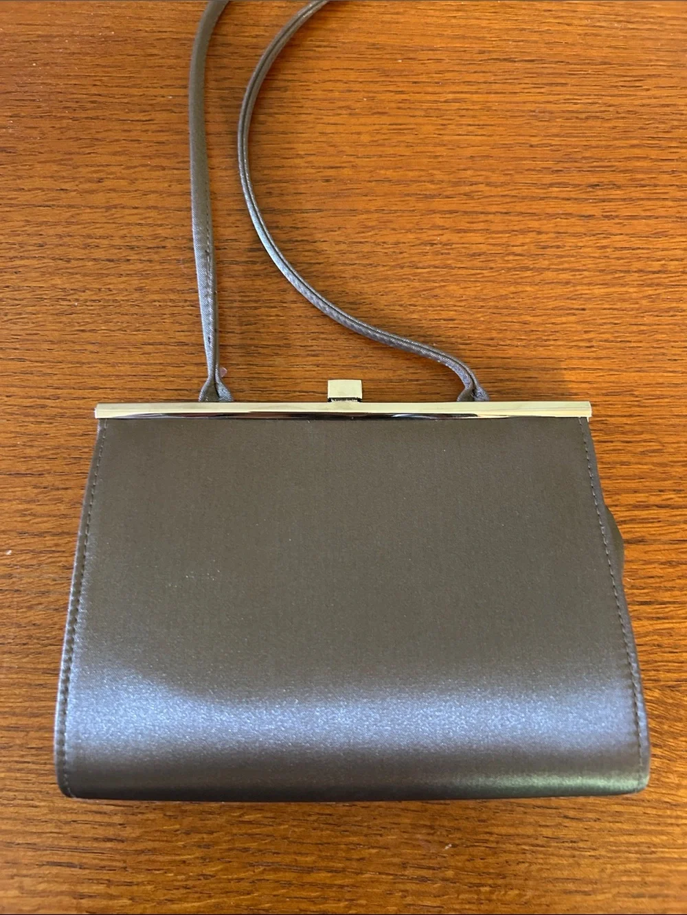 Liz Clairborne Vintage Satin Evening Crossbody Bag in‎ Taupe Exchangeable Strap